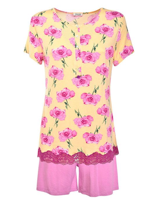 Пижамный комплект с крупным цветочным принтом, фото 3