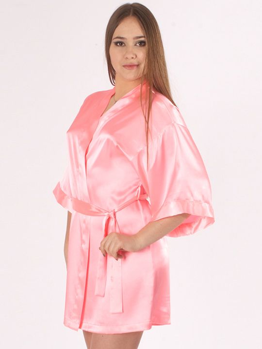 Короткий халат-кимоно из искусственного шелка, фото 2