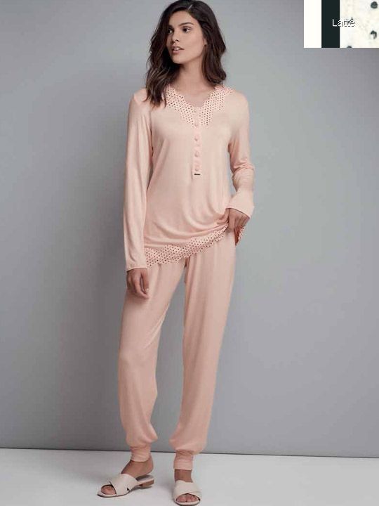 Нежная женская пижама с туникой и брюками, фото 1