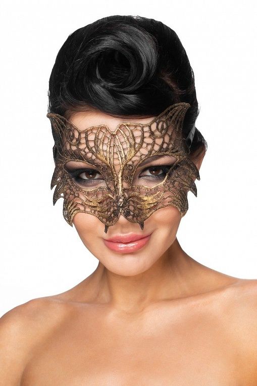 Золотистая карнавальная маска  Регул, фото 1