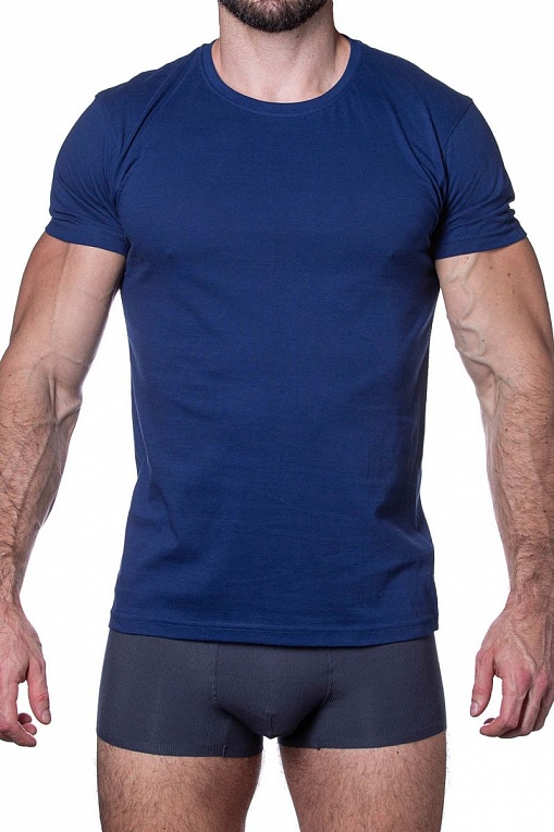 Хлопковая мужская футболка с круглым вырезом, фото 1
