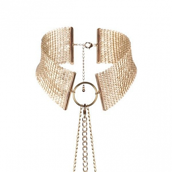 Золотистый ошейник с цепочками Desir Metallique Collar, фото 1