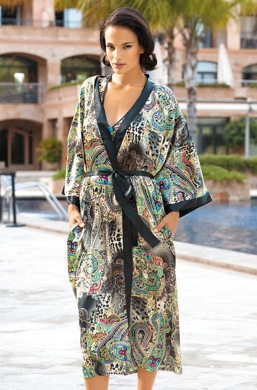 Длинный классический халат-кимоно Fiorenza, фото 2