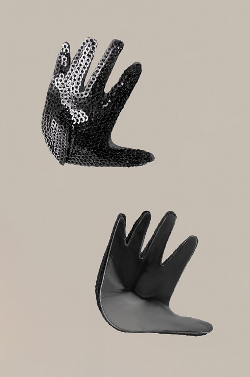 Чёрные пэстисы Hands в форме ладошек с пайетками, фото 1