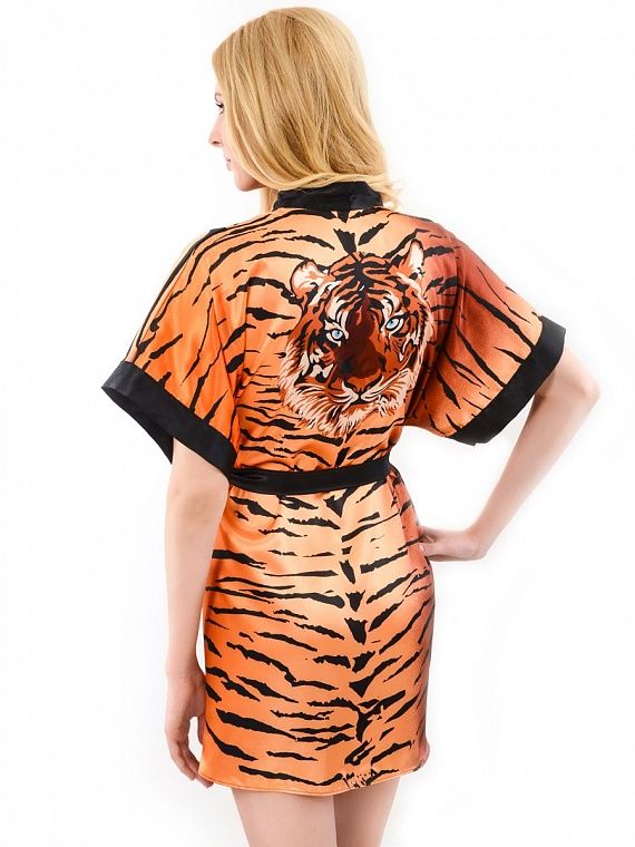 Оригинальный халат-кимоно тигровой расцветки, фото 3