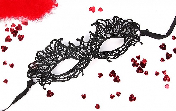 Черная ажурная текстильная маска Эмилия, фото 1