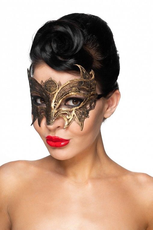 Золотистая карнавальная маска  Андромеда, фото 1