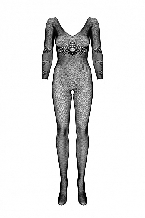 Эффектный сетчатый женский комбинезон с рисунком, фото 4
