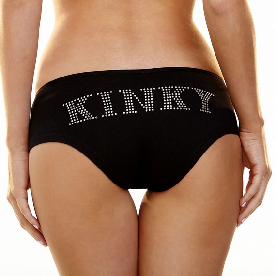 Трусики-слип с надписью стразами Kinky, фото 1