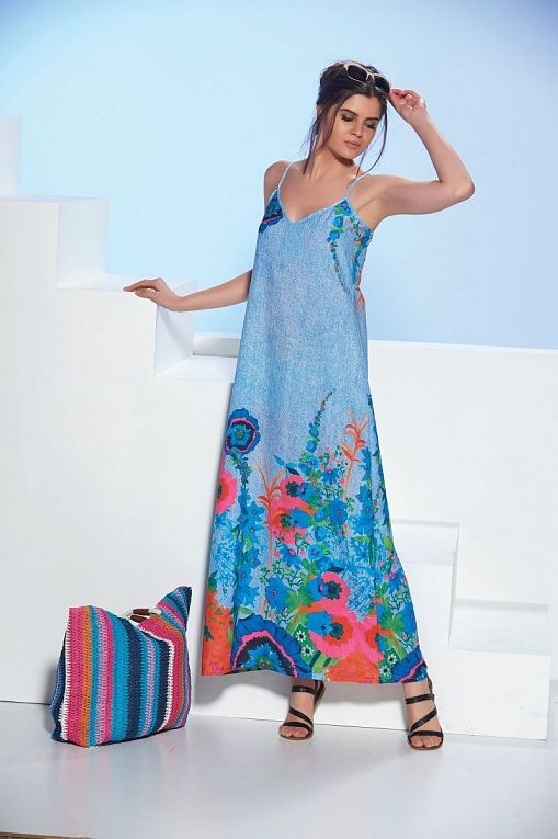 Летнее платье-сарафан с цветочным принтом, фото 1