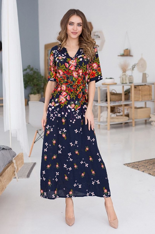 Длинное домашнее платье с цветочным принтом, фото 1