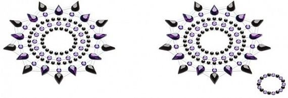 Черно-фиолетовые стикеры на грудь и живот, фото 1