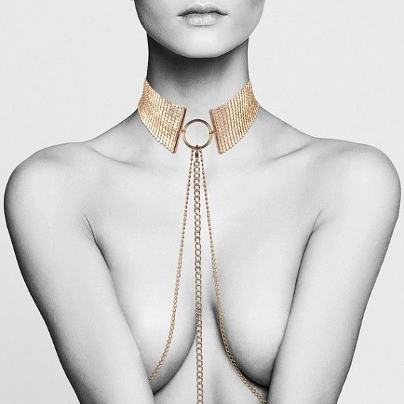 Золотистый ошейник с цепочками Desir Metallique Collar, фото 1