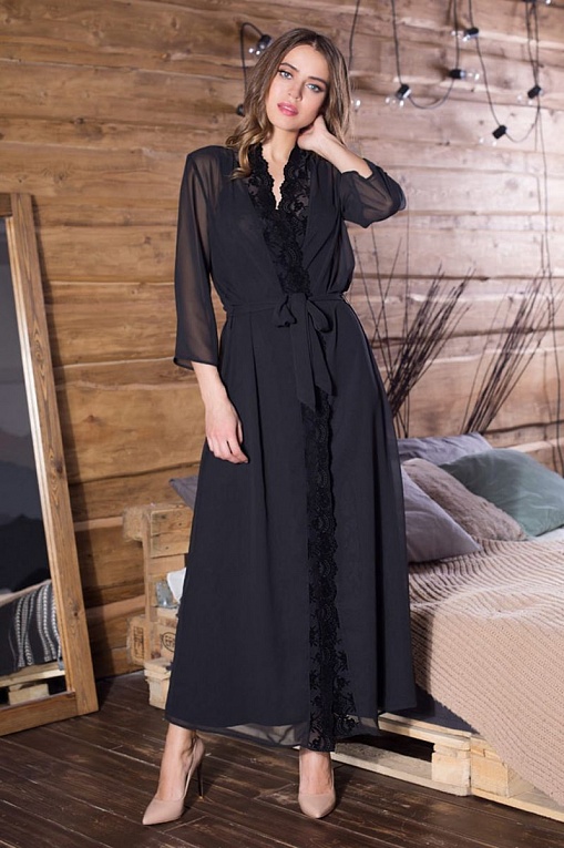 Длинный халат Elegance Velvet с поясом, фото 2