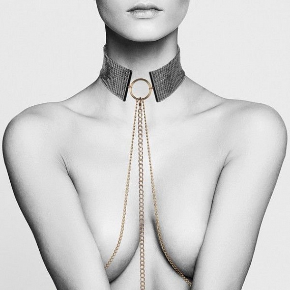 Чёрный ошейник с цепочками Desir Metallique Collar, фото 1