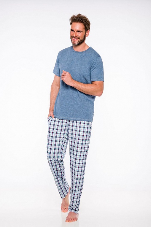 Мужская хлопковая пижама Jeremi с прямыми брюками, фото 3